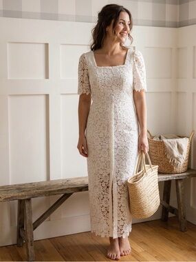 Dazy‎ Lace Chic White Lace Midi Dress Size Small